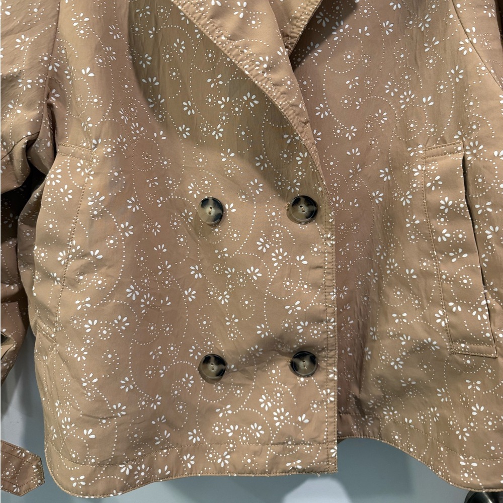 Anthropologie Floral Cutwork Cropped Trench Jacket - Picture 12 of 13